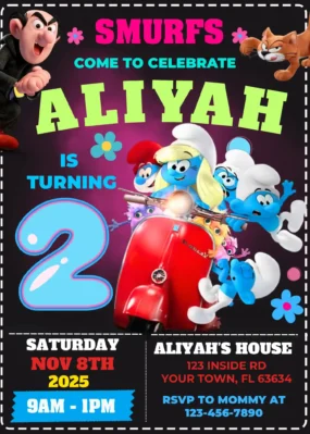 The Smurfs 2025 Birthday Invitation