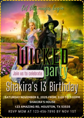 Wicked for Good Birthday Invitation