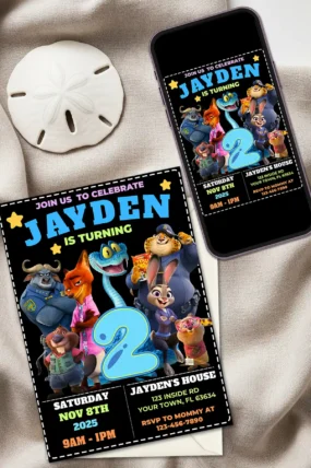 Zootopia 2 Birthday Invitation
