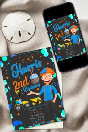 Blippi Birthday Invitation