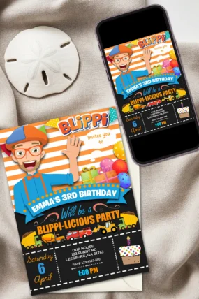 Blippi Birthday Invite