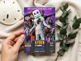 Fortnite Marshmello Birthday Invitation