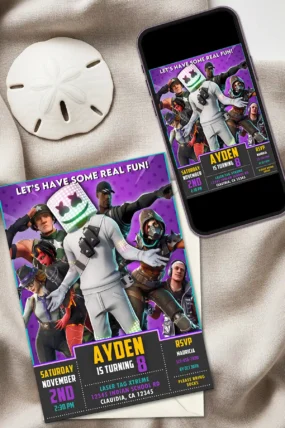 Fortnite Marshmello Birthday Invitation