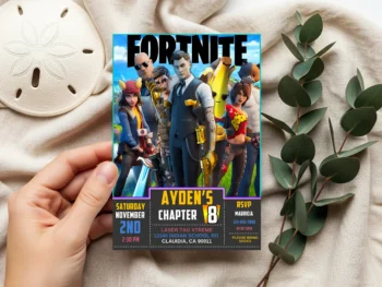 Editable Fortnite Midas Birthday Invitation Template | Stunning Invite