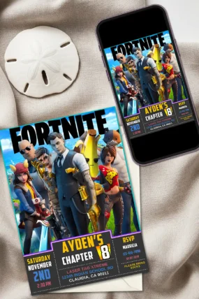 Fortnite Midas Birthday Invitation