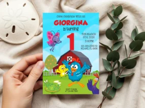 Lottie Dottie Chicken Birthday Invitation