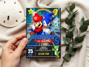 Mario vs Sonic Birthday Invitation