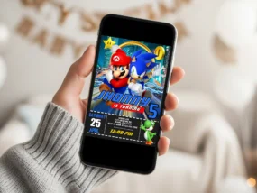 Mario vs Sonic Birthday Invitation