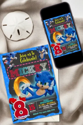 Sonic The Hedgehog Birthday Invite