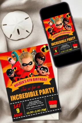 The Incredibles 2 Dash Birthday Invitation