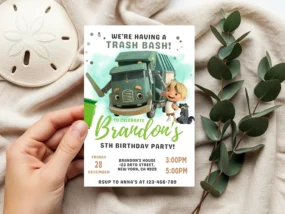 Trash Truck Birthday Invitation