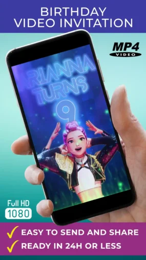 KPop Demon Hunters Birthday Video Invitation