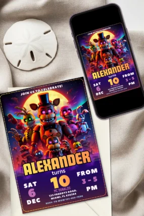 Five Nights at Freddy's 2 Birthday Invitation