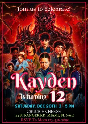 Stranger Things 5 Birthday Invitation
