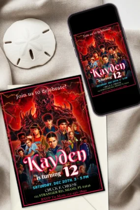 Stranger Things 5 Birthday Invitation