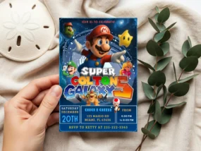 Super Mario Galaxy Movie Birthday Invitation