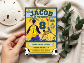 Cristiano Ronaldo Al Nassr Birthday Invitation template editable in Canva