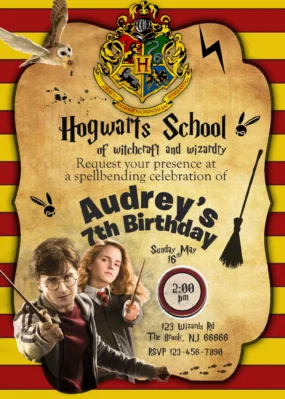 Harry Potter Birthday Invitation template editable in Canva