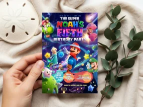 Personalized Super Mario Galaxy Movie Birthday Invitation