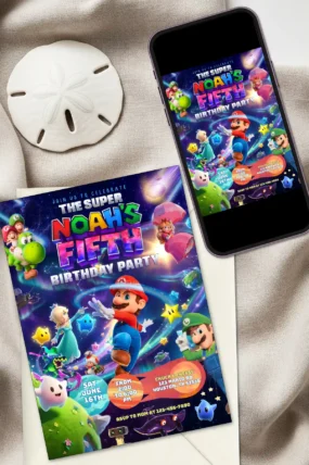 Personalized Super Mario Galaxy Movie Birthday Invitation