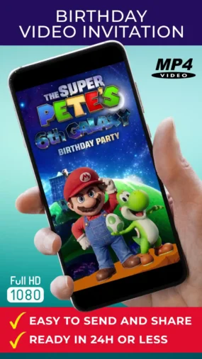 Super Mario Galaxy Movie Birthday Video Invitation