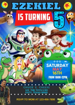 Toy Story 5 Birthday Invitation Template editable in Canva
