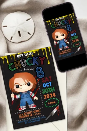 Chucky Birthday Invitation Template printable and digital