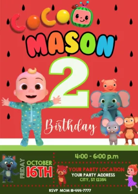 Cocomelon Birthday Invitation Template