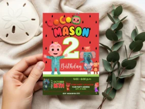 Cocomelon Birthday Invitation Template printable editable in Canva