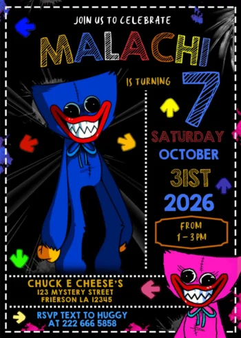 Huggy Wuggy Birthday Invite Template