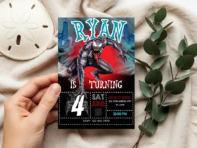 Venom Birthday Invitation Template printable editable in Canva