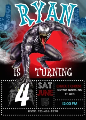 Venom Birthday Invite Template